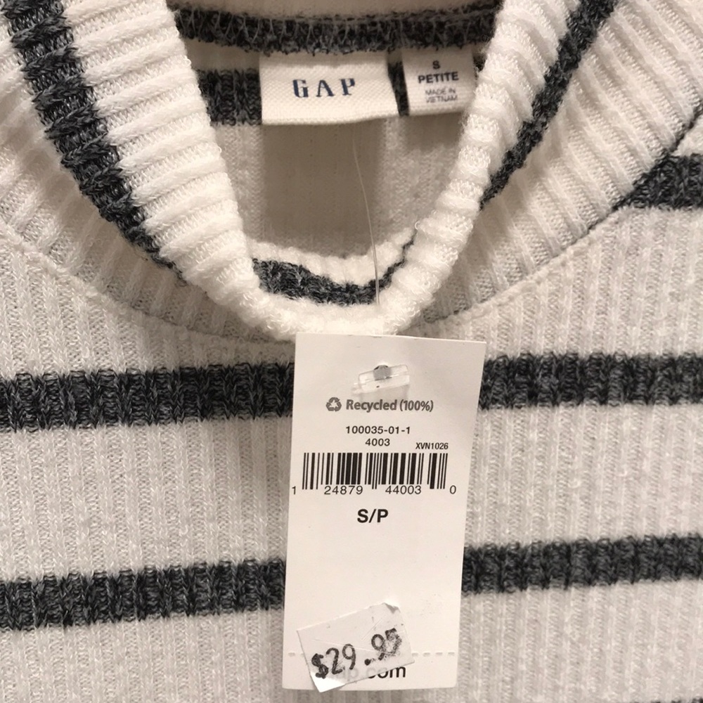 GAP sleeveless mock neck striped ribbed sweater, size SP, NWT - Picture 3 of 8